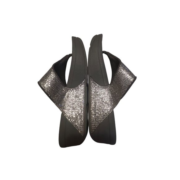 FitFlop Womens Shimmering Toe Post Sandals Size 6 Metallic Gray - Picture 6 of 7
